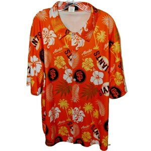 Pre-Loved XL Polyester Orange Alaska Airlines San Francisco Giants Aloha Shirt